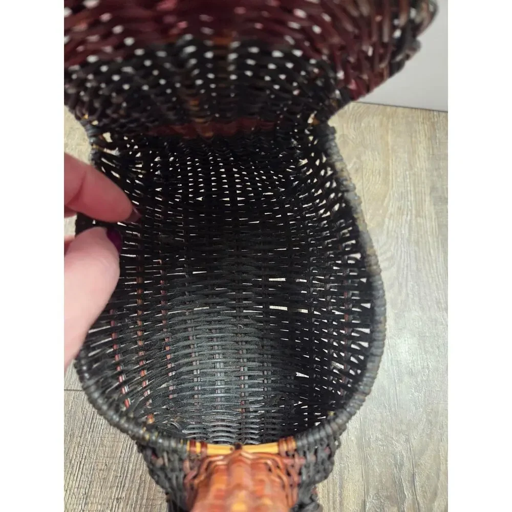 Vintage Colorful Wicker Turkey Basket Thanksgiving Fall Country Rustic 6